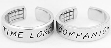 Time Lord And Companion Ring Set With Tardis On The Inside