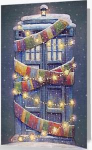 Stylish Decorated Tardis Christmas Card