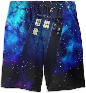 Blue Space And The Tardis Swim Shorts